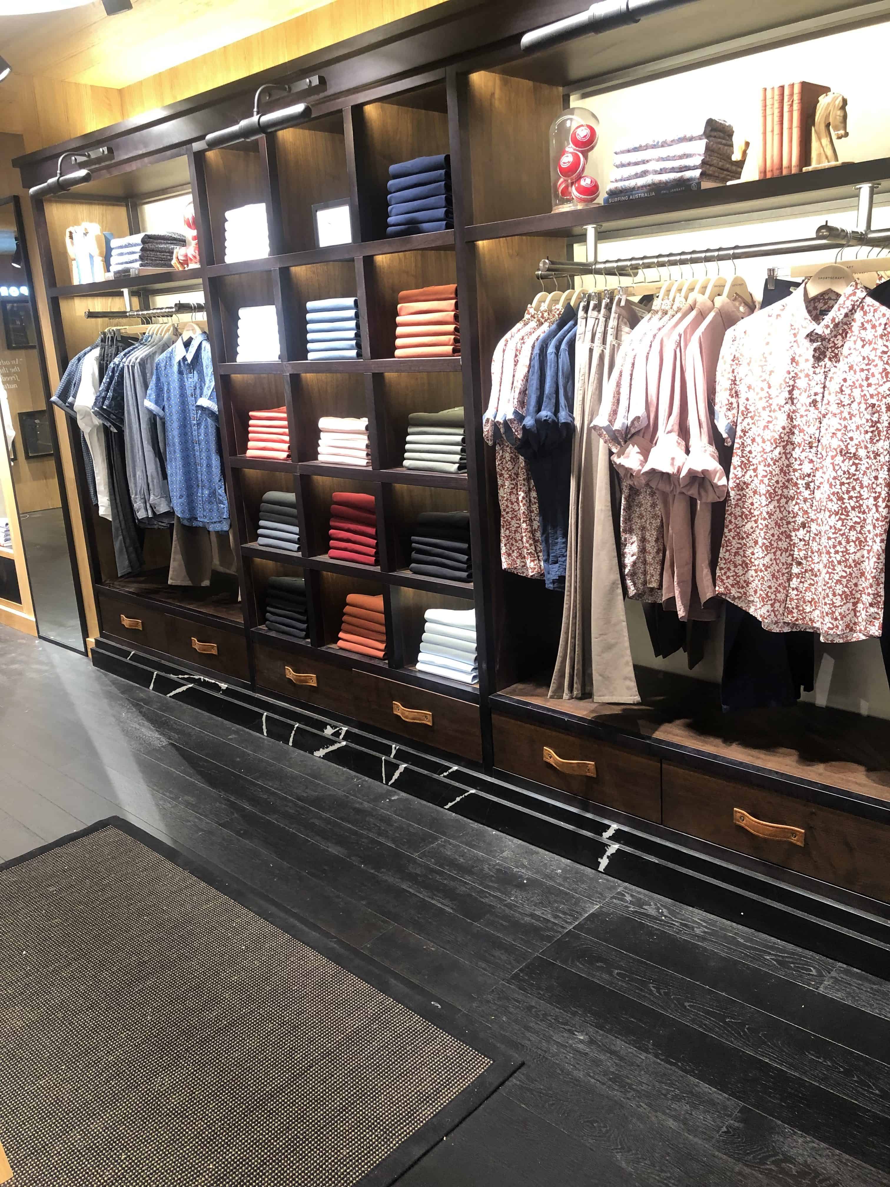 Interior of Sportscraft Mens Merivale Store